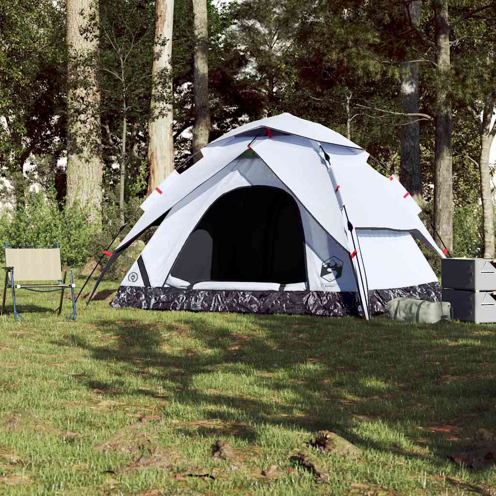 Tenda campismo cúpula 5 pessoas opaca libertação rápida branco