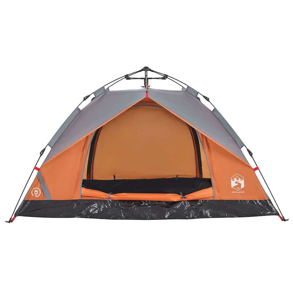 Tenda campismo cúpula 3 pessoas libertação rápida cinza/laranja