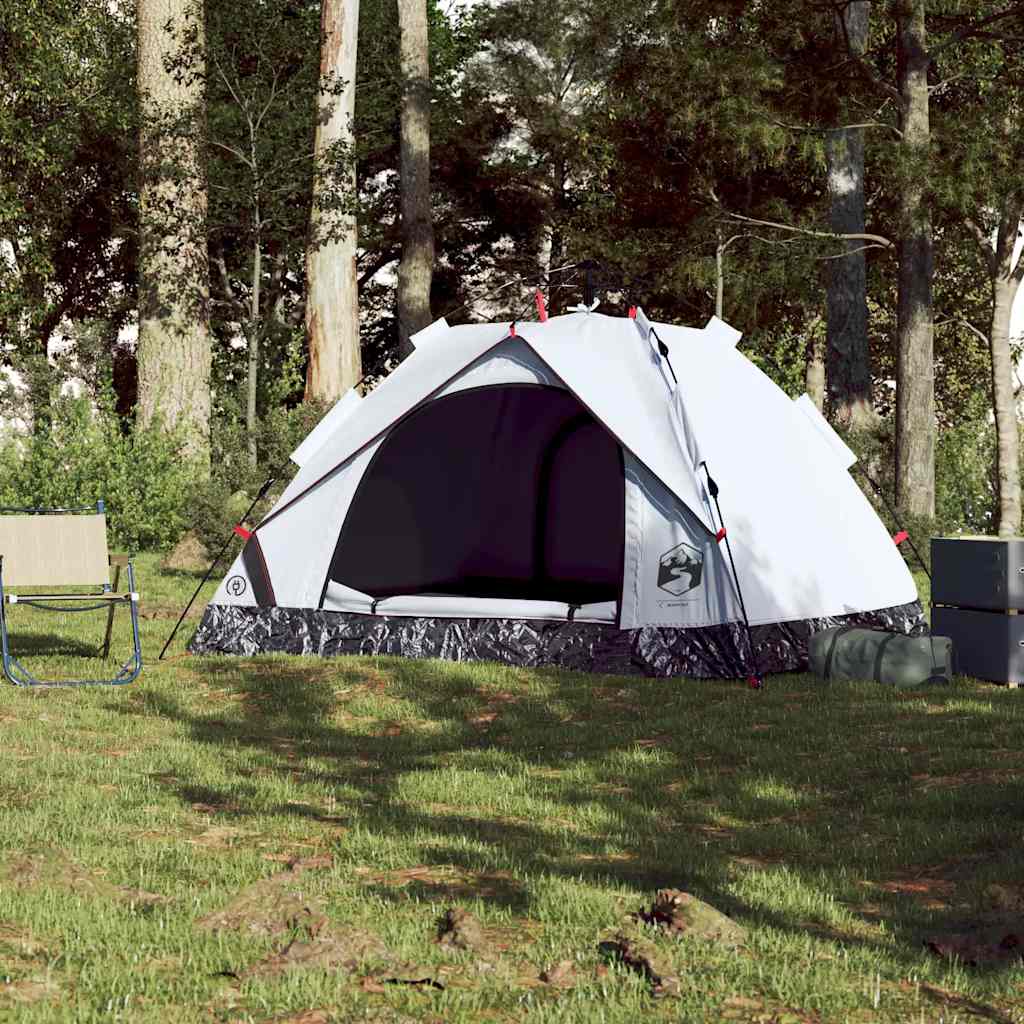 Tenda campismo cúpula 3 pessoas opaca libertação rápida branco