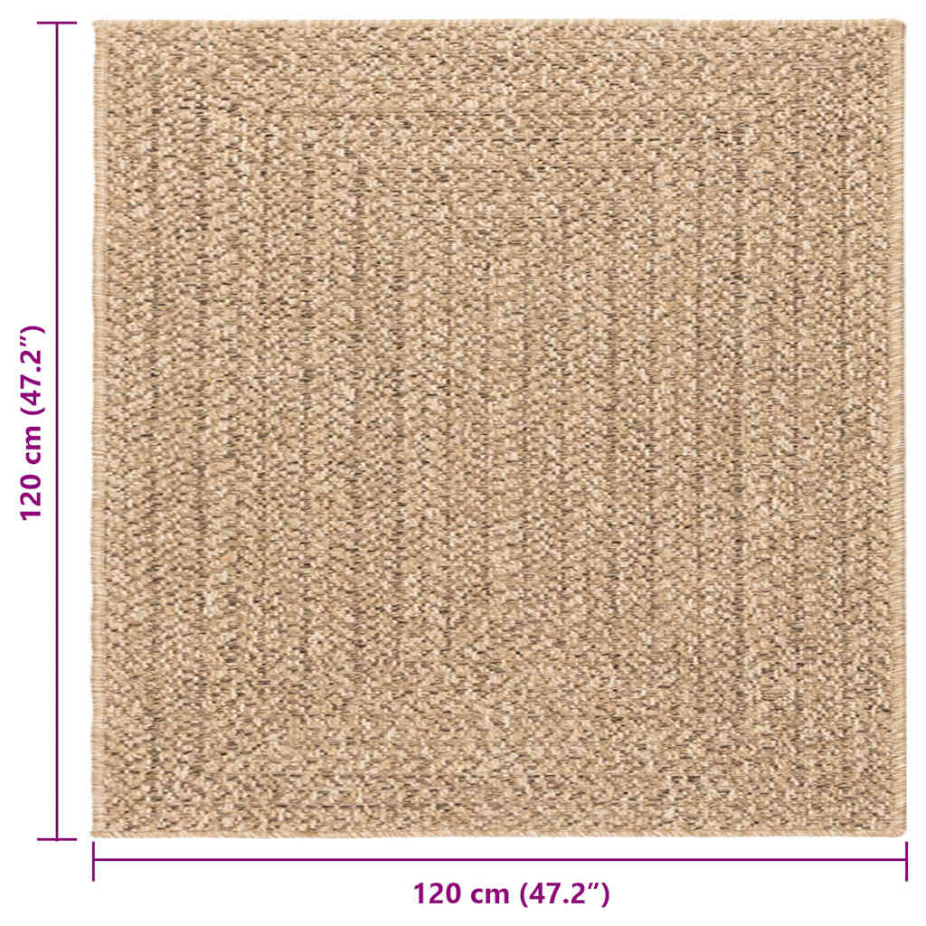 Tapete ZIZUR 120x120 cm aspeto de juta interior e exterior