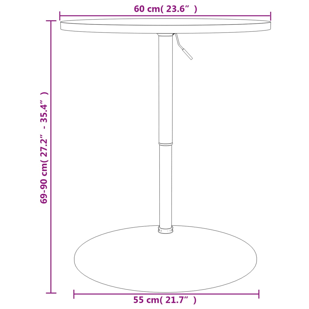 Mesa de bar 60x60x90 cm derivados de madeira/aço cromado preto
