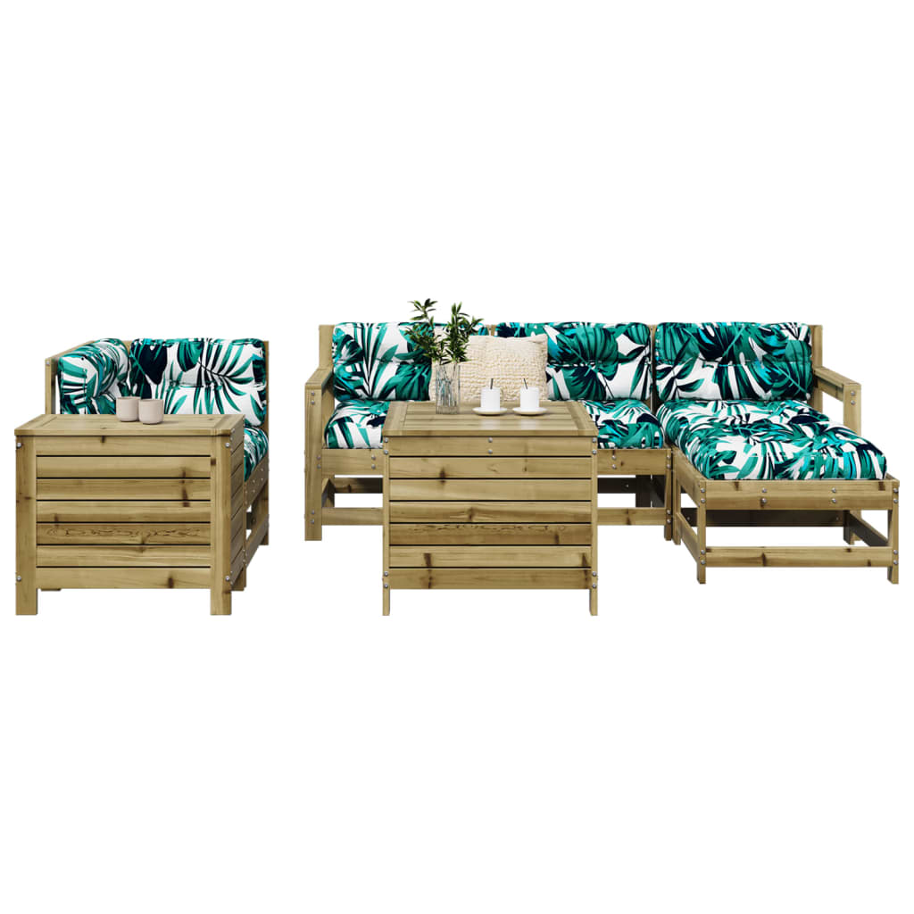 7 pcs conjunto sofás jardim madeira de pinho impregnada