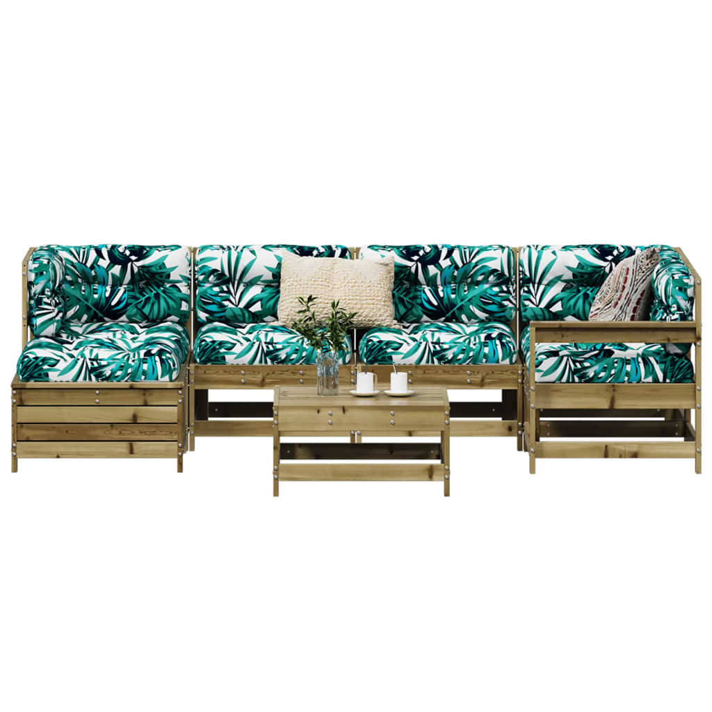7 pcs conjunto sofás jardim madeira de pinho impregnada