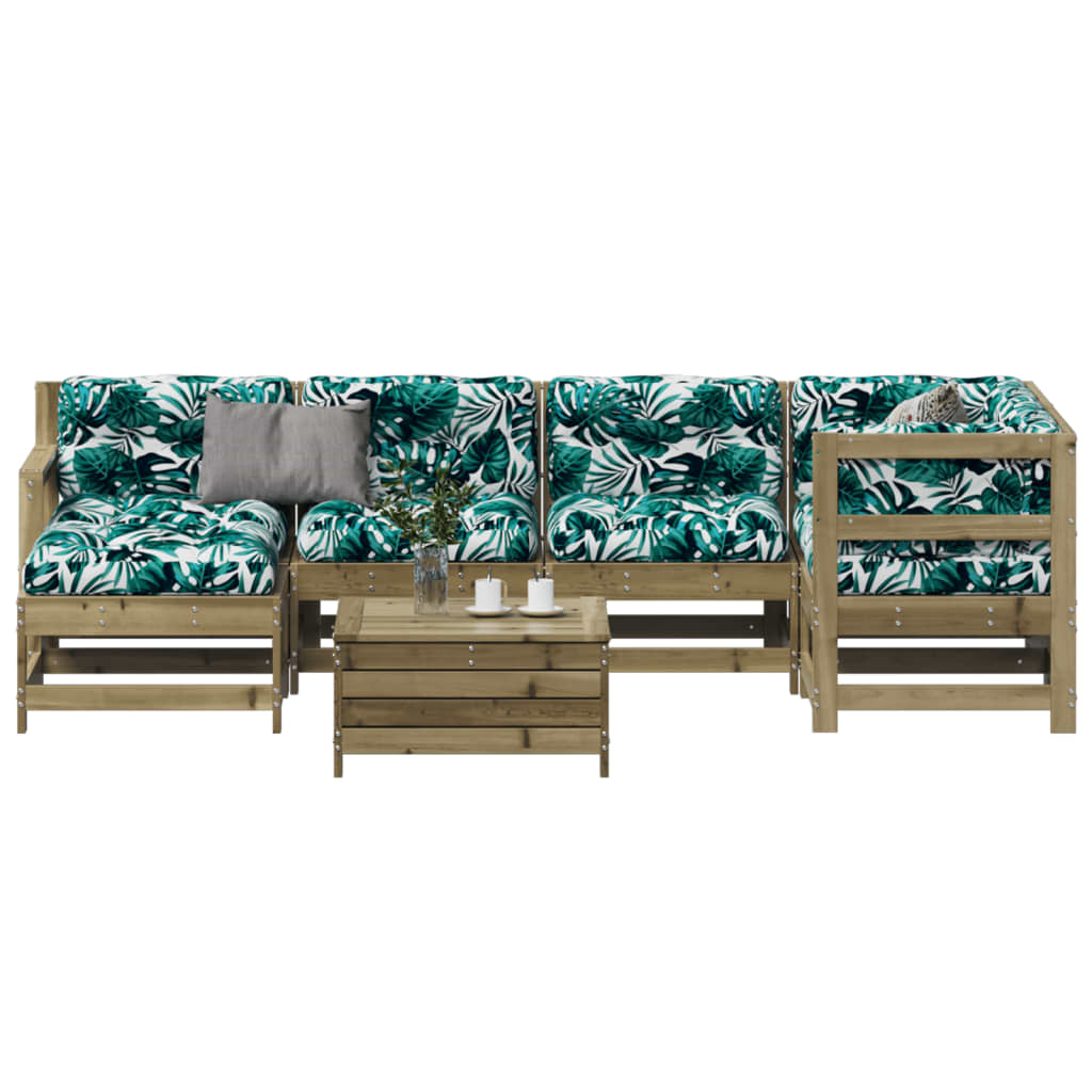 7 pcs conjunto lounge de jardim c/ almofadões pinho impregnado