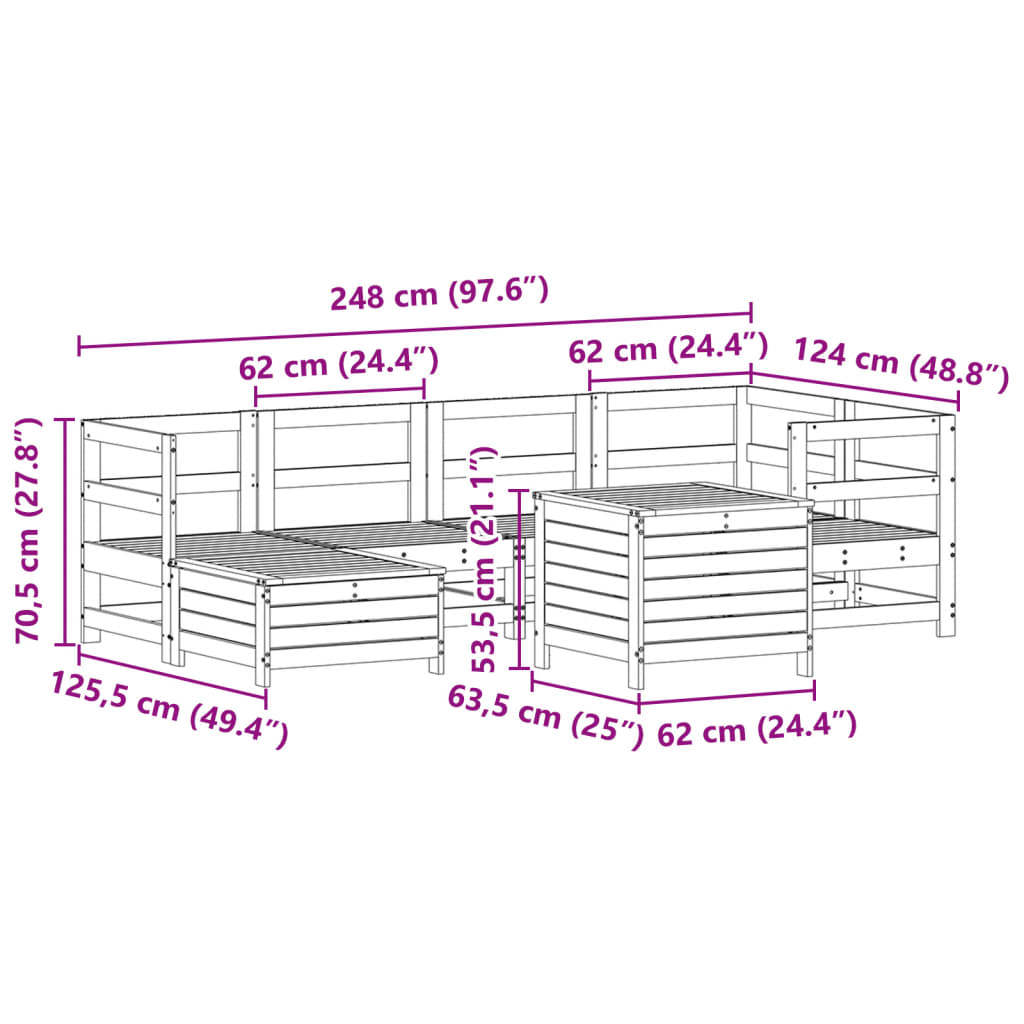 7 pcs conjunto sofás jardim madeira abeto-de-douglas