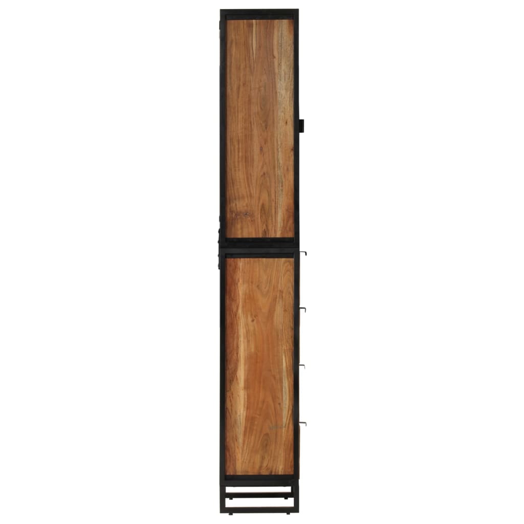 Armário p/ casa de banho 40x27x190 cm ferro e acácia maciça