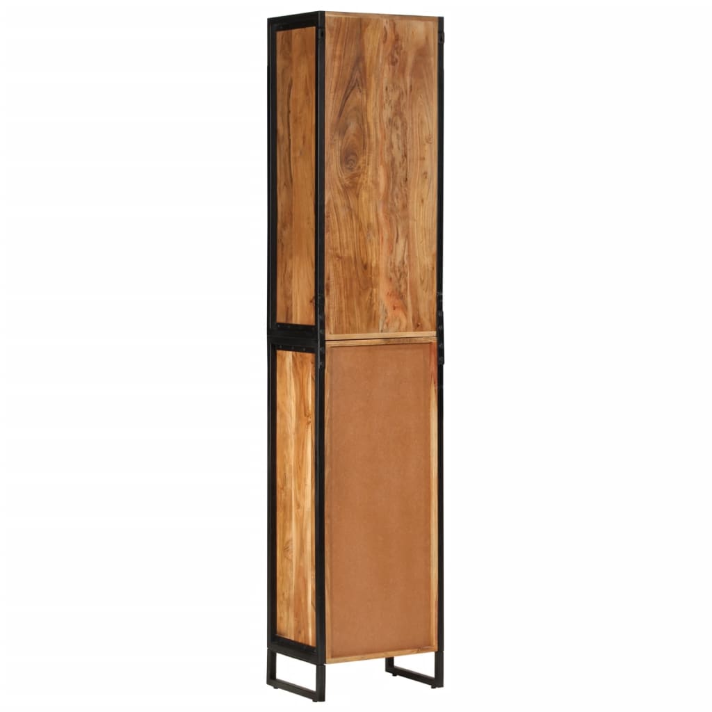 Armário p/ casa de banho 40x27x190 cm ferro e acácia maciça