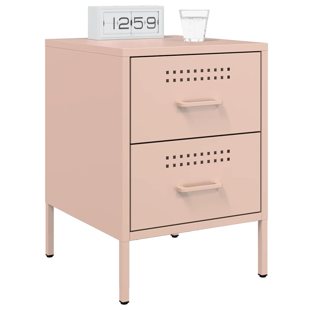 Mesas de cabeceira 2 pcs 36x39x50,5 cm aço rosa