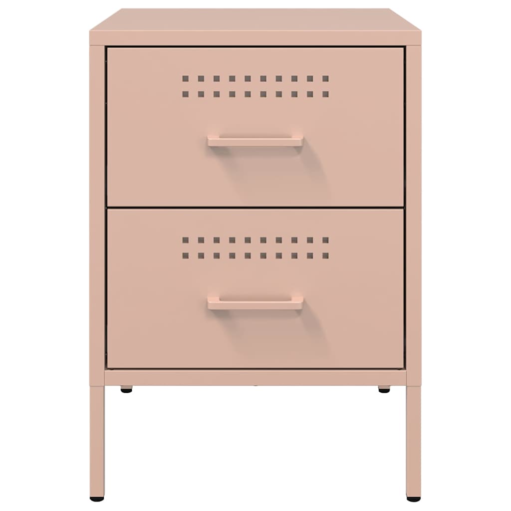 Mesas de cabeceira 2 pcs 36x39x50,5 cm aço rosa
