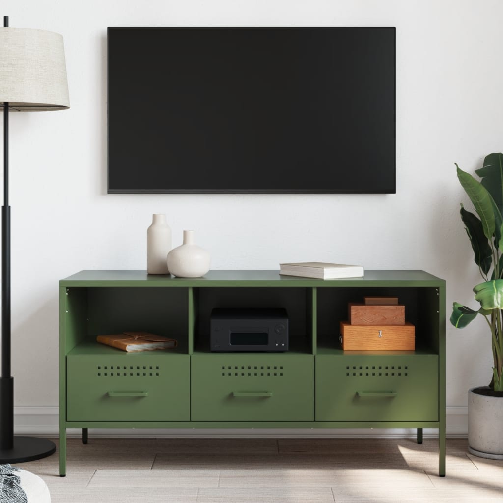 Móvel de TV 100,5x39x50,5 aço verde-azeitona