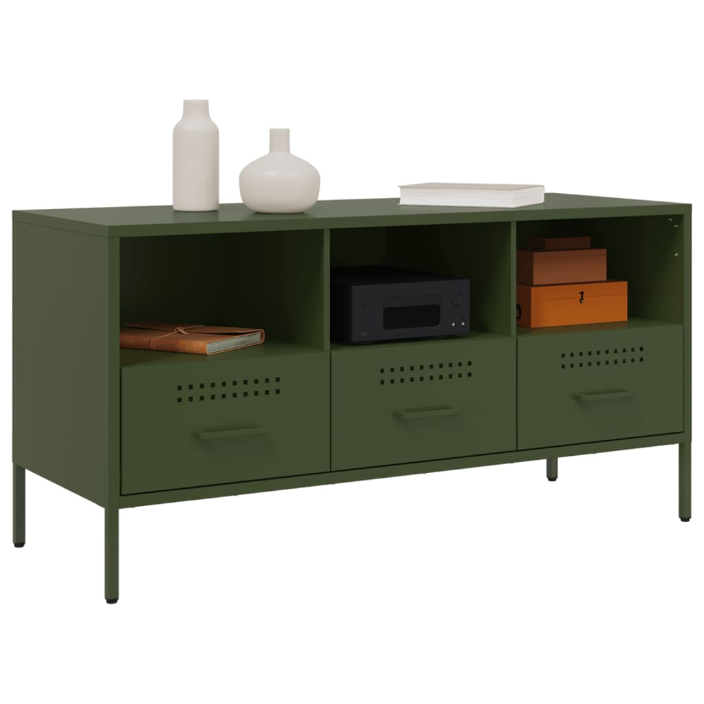 Móvel de TV 100,5x39x50,5 aço verde-azeitona