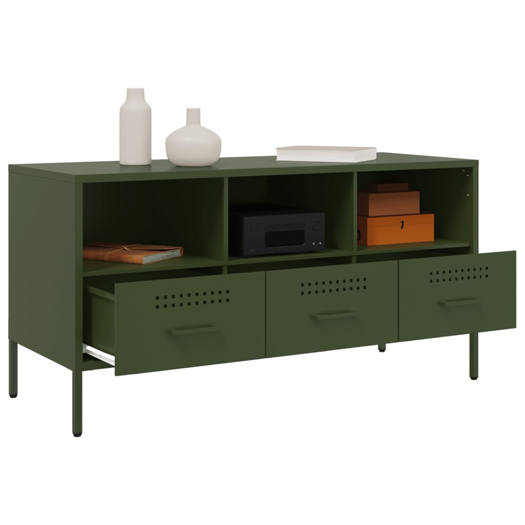 Móvel de TV 100,5x39x50,5 aço verde-azeitona