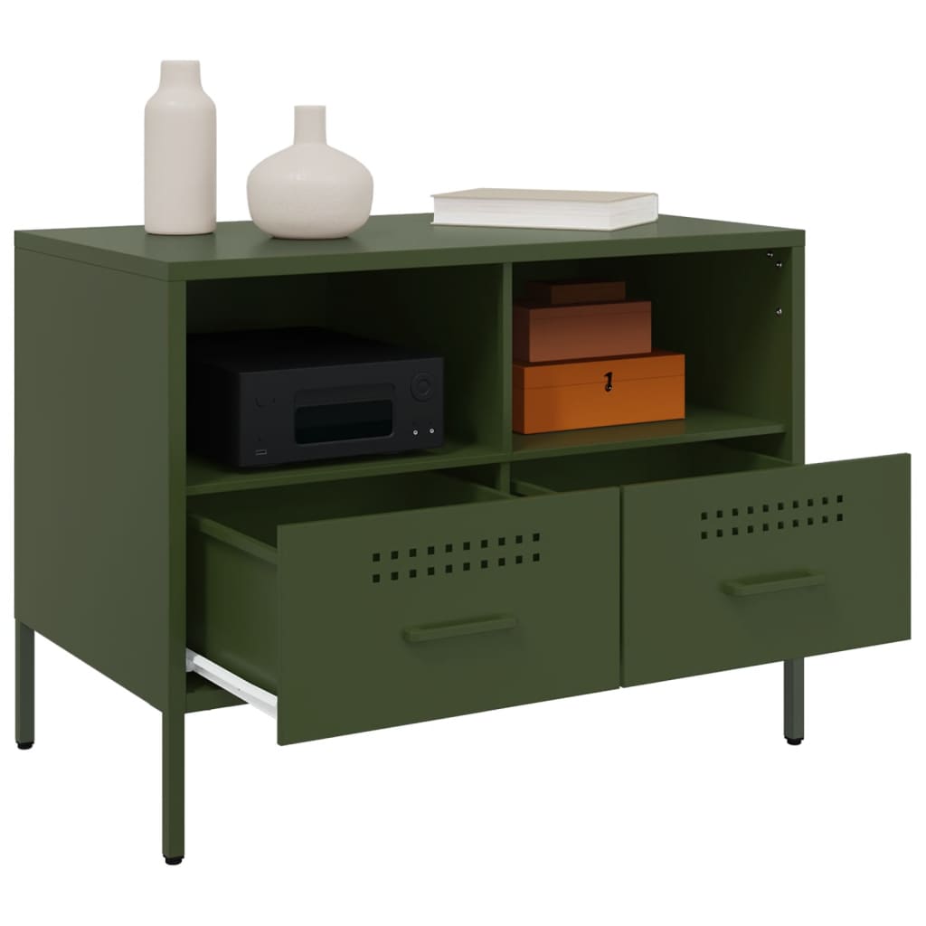 Móvel de TV 68x39x50,5 cm aço verde-azeitona
