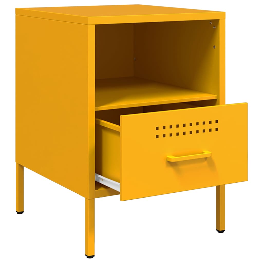 Mesas de cabeceira 2 pcs 36x39x50,5 cm aço amarelo mostarda
