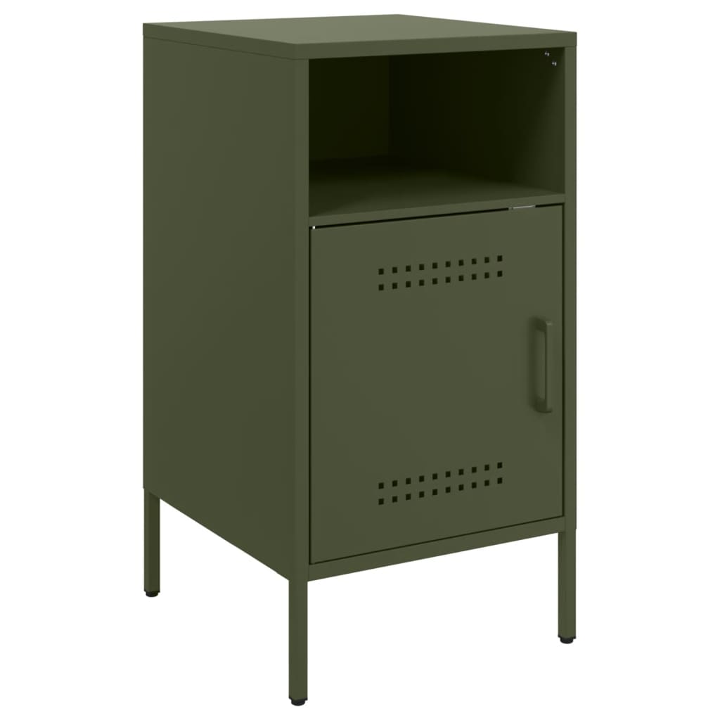 Mesas de cabeceira 2 pcs 36x39x68 cm aço verde-azeitona