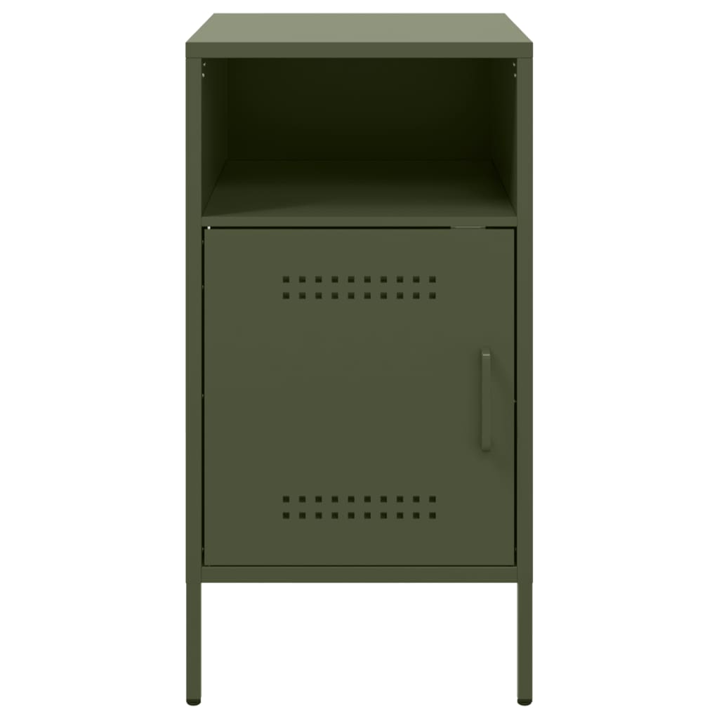 Mesas de cabeceira 2 pcs 36x39x68 cm aço verde-azeitona