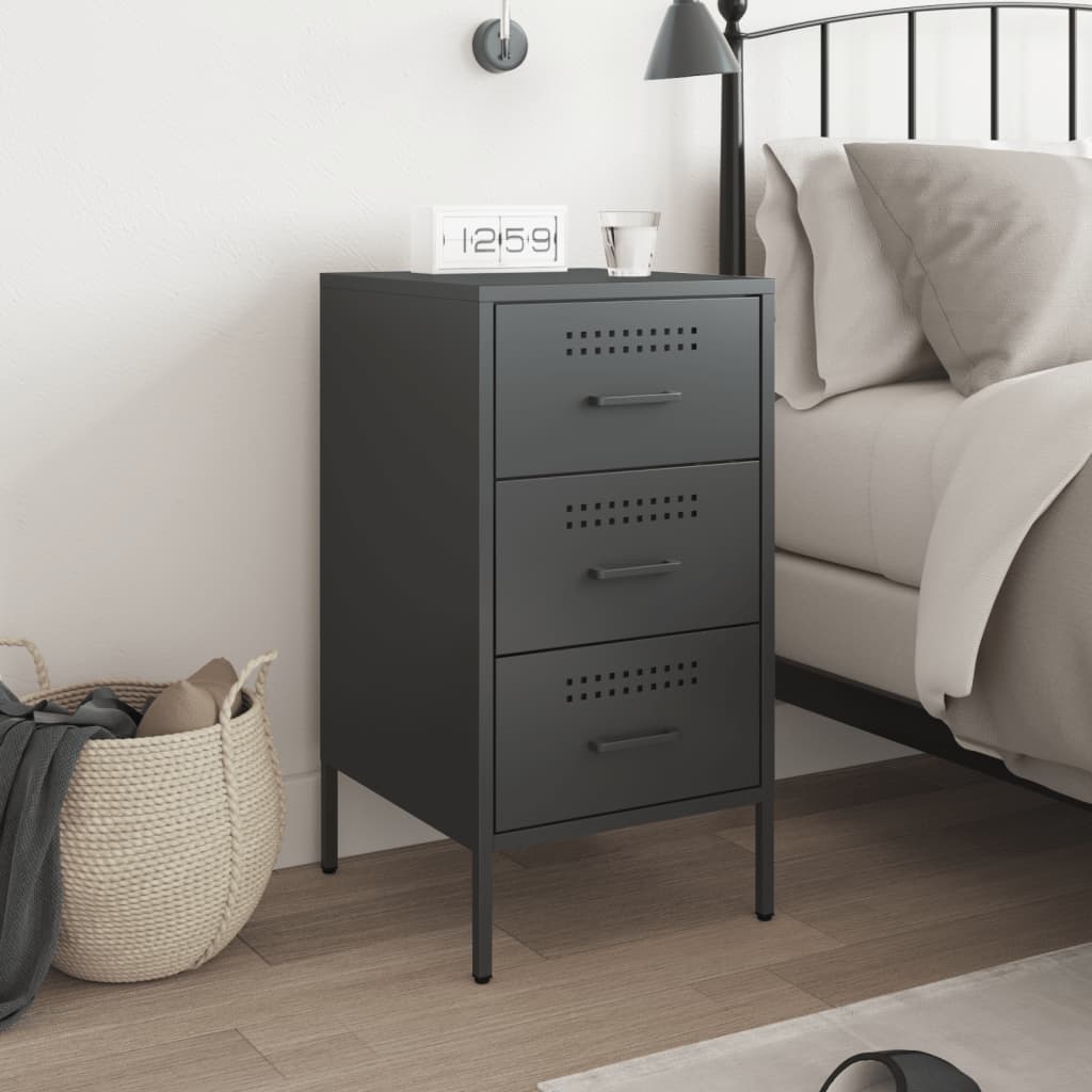 Mesa de cabeceira 36x39x68 cm aço preto