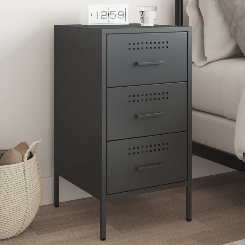 Mesa de cabeceira 36x39x68 cm aço preto