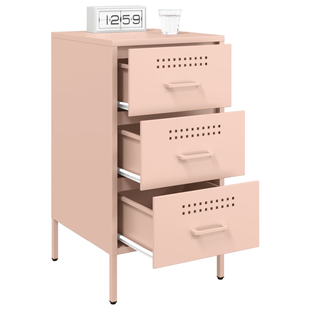 Mesas de cabeceira 2 pcs 36x39x68 cm aço rosa