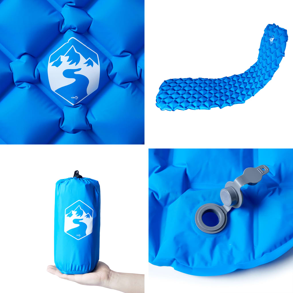 Colchão de campismo insuflável 1 pessoa 190x58x6 cm azul