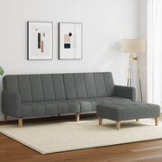 Sofá-cama de 2 lugares c/ apoio de pés tecido cinzento-escuro