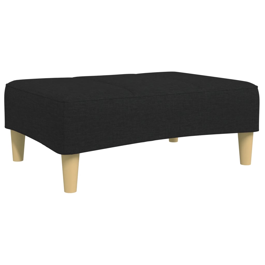 Sofá-cama de 2 lugares com apoio de pés tecido preto