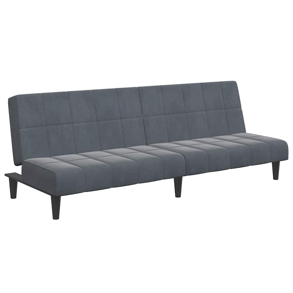 Sofá-cama 2 lugares c/ apoio de pés veludo cinzento-escuro