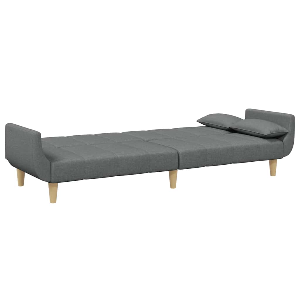 Sofá-cama de 2 lugares c/ apoio de pés tecido cinzento-escuro