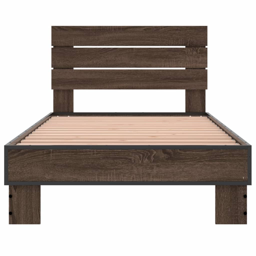 Estrutura de cama derivados de madeira/metal carvalho castanho