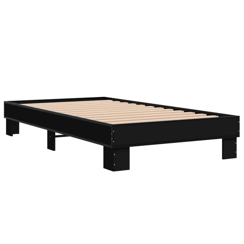 Estrutura de cama 90x190 cm derivados de madeira e metal preto