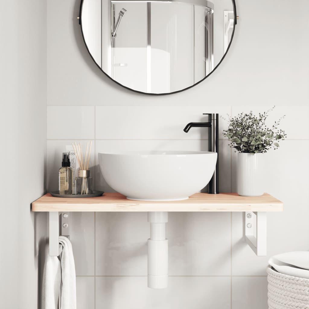 Suportes de prateleira p/ lavatório 2 pcs aço retangular branco