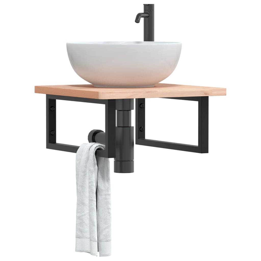 Suportes de prateleira p/ lavatório 2 pcs aço retangular preto