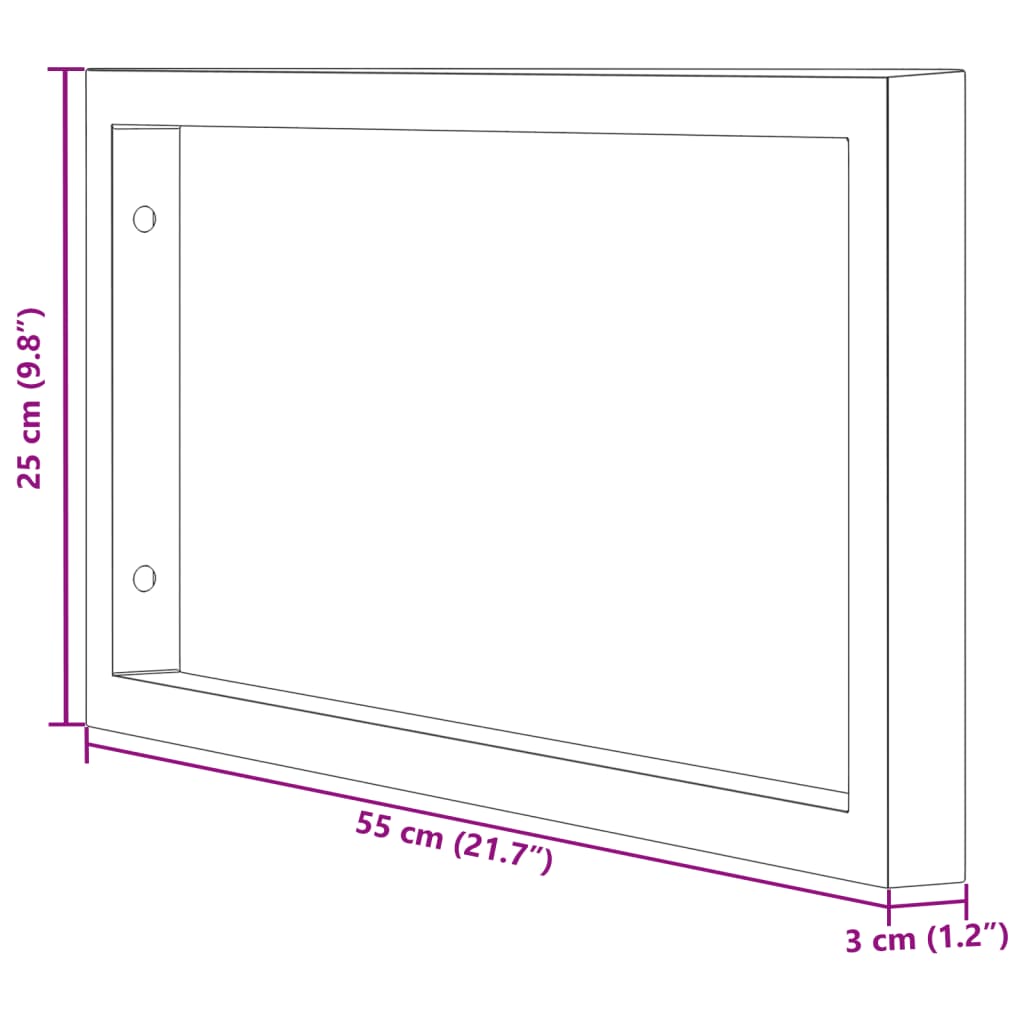 Suportes de prateleira p/ lavatório 2 pcs aço retangular preto