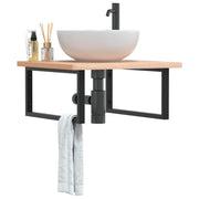Suportes de prateleira p/ lavatório 2 pcs aço retangular preto