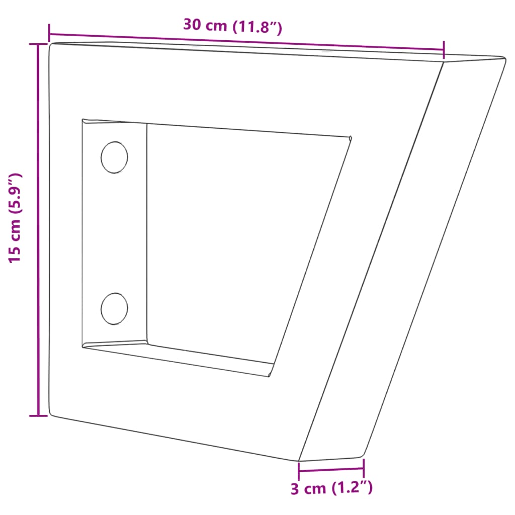 Suportes de prateleira p/lavatório 2pcs aço trapezoidais branco