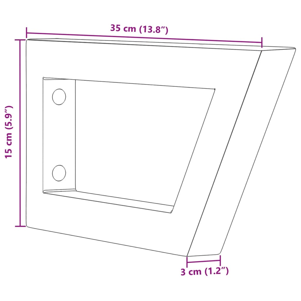 Suportes de prateleira p/lavatório 2pcs aço trapezoidais branco