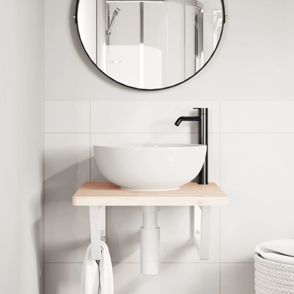 Suportes de prateleira p/lavatório 2pcs aço trapezoidais branco