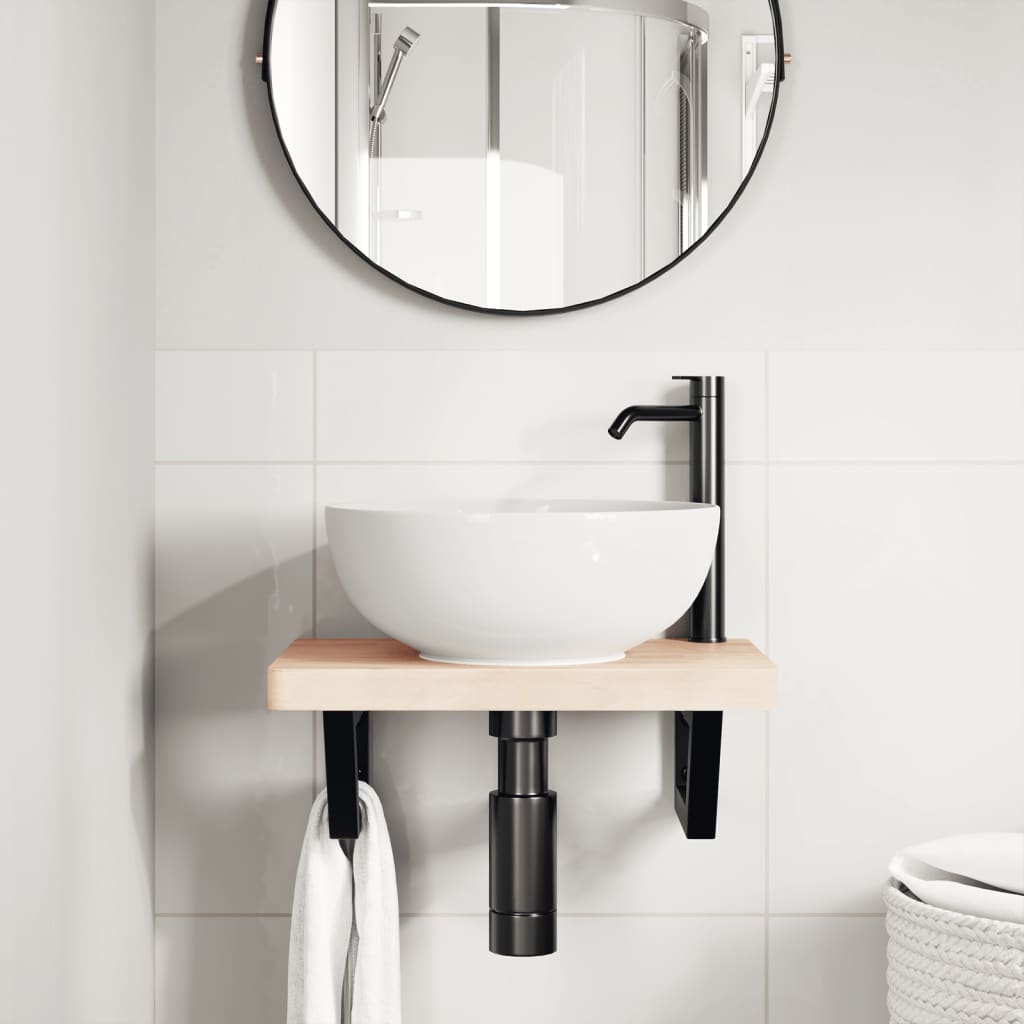 Suportes de prateleira p/ lavatório 2pcs aço trapezoidais preto