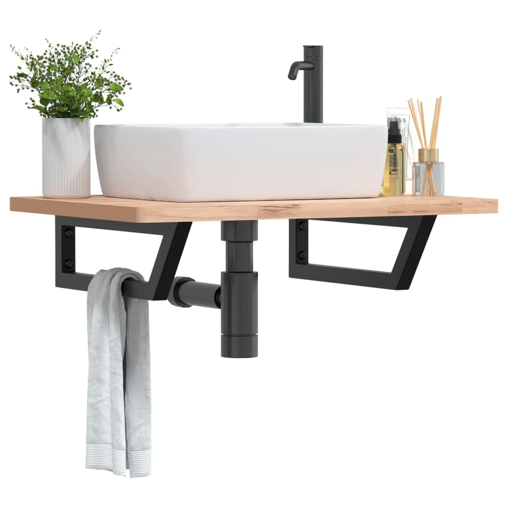Suportes de prateleira p/ lavatório 2pcs aço trapezoidais preto