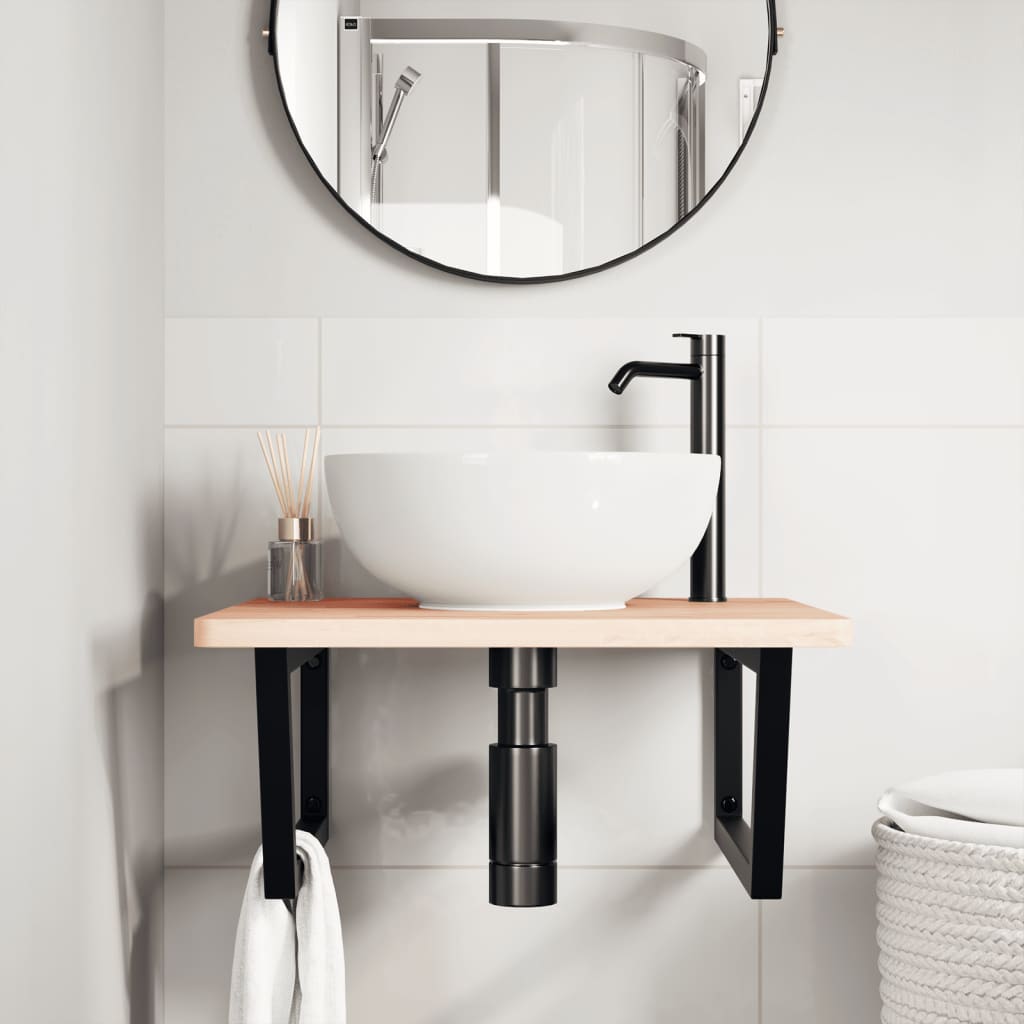 Suportes de prateleira p/ lavatório 2pcs aço trapezoidais preto