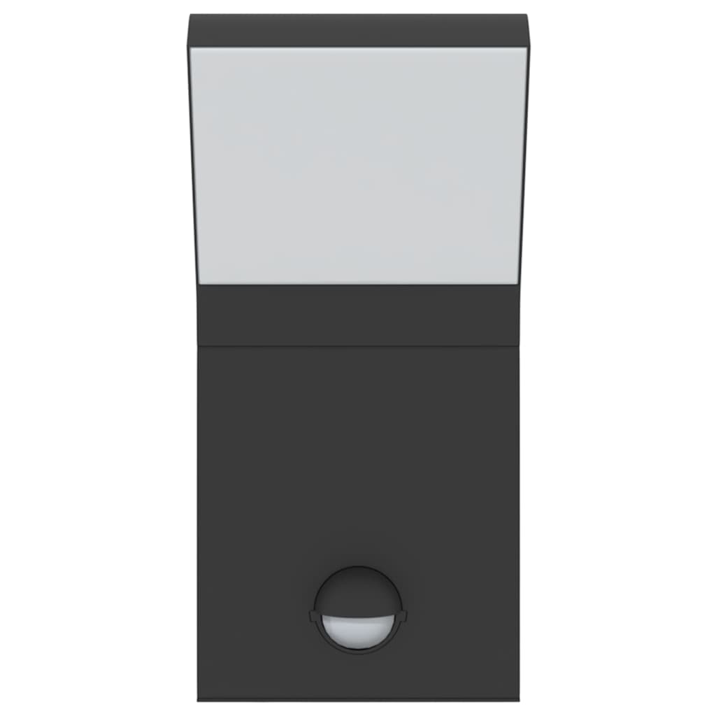 Candeeiros parede LED exterior c/ sensor 2 pcs alumínio preto