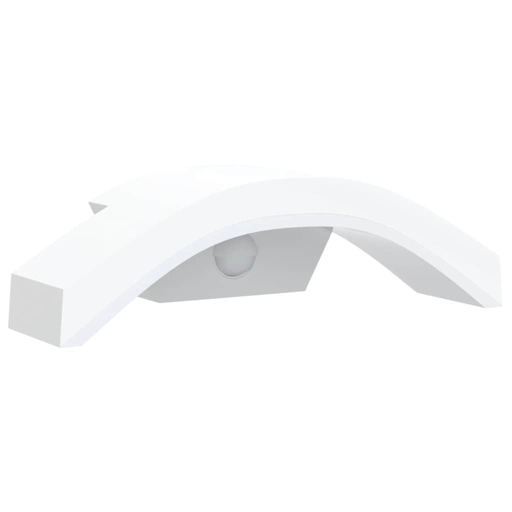 Candeeiros parede LED exterior c/ sensor 2 pcs alumínio branco