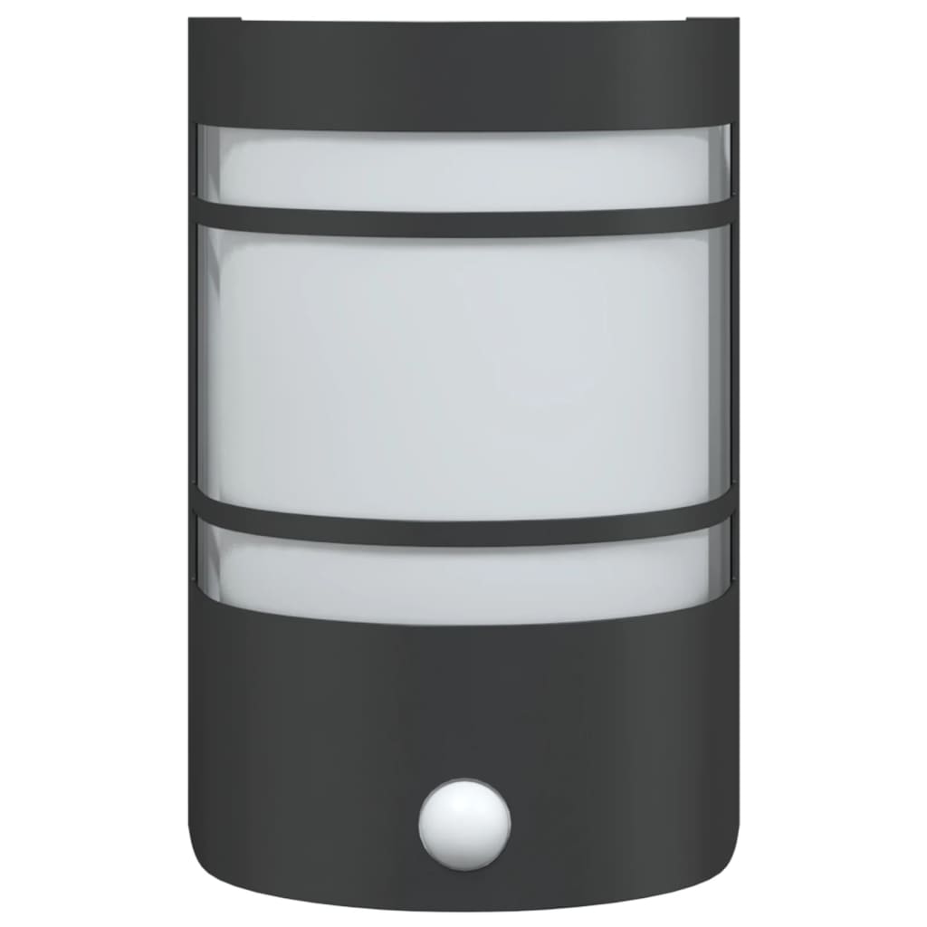 Candeeiros parede p/ exterior c/ sensor 2 pcs aço inox. preto