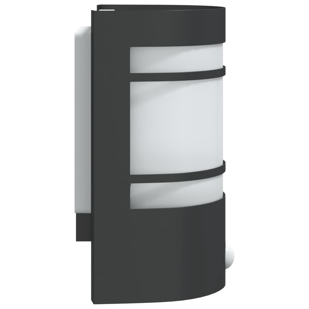 Candeeiros parede p/ exterior c/ sensor 2 pcs aço inox. preto