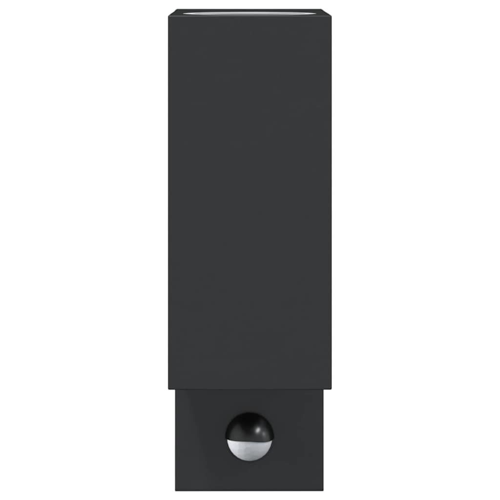 Candeeiros parede p/ exterior c/ sensor 2 pcs alumínio preto