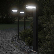 Candeeiros de chão p/ exterior 3pcs 80cm alumínio fundido preto