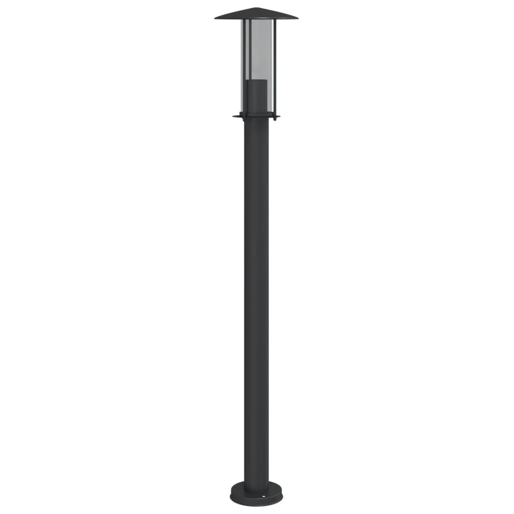 Candeeiro de chão para exterior 3 pcs 100 cm aço inox. preto