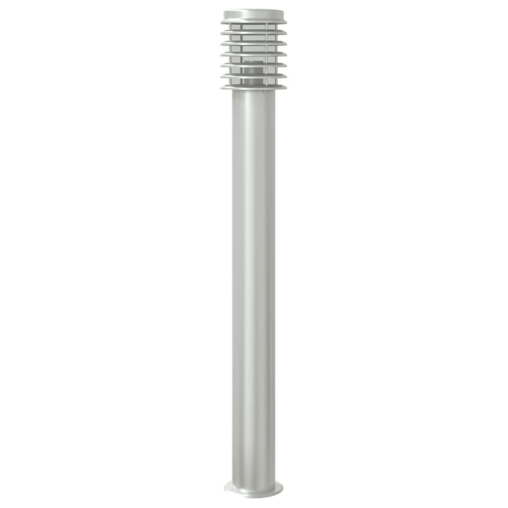 Candeeiro de chão p/ exterior 3 pcs 110 cm aço inox. prateado