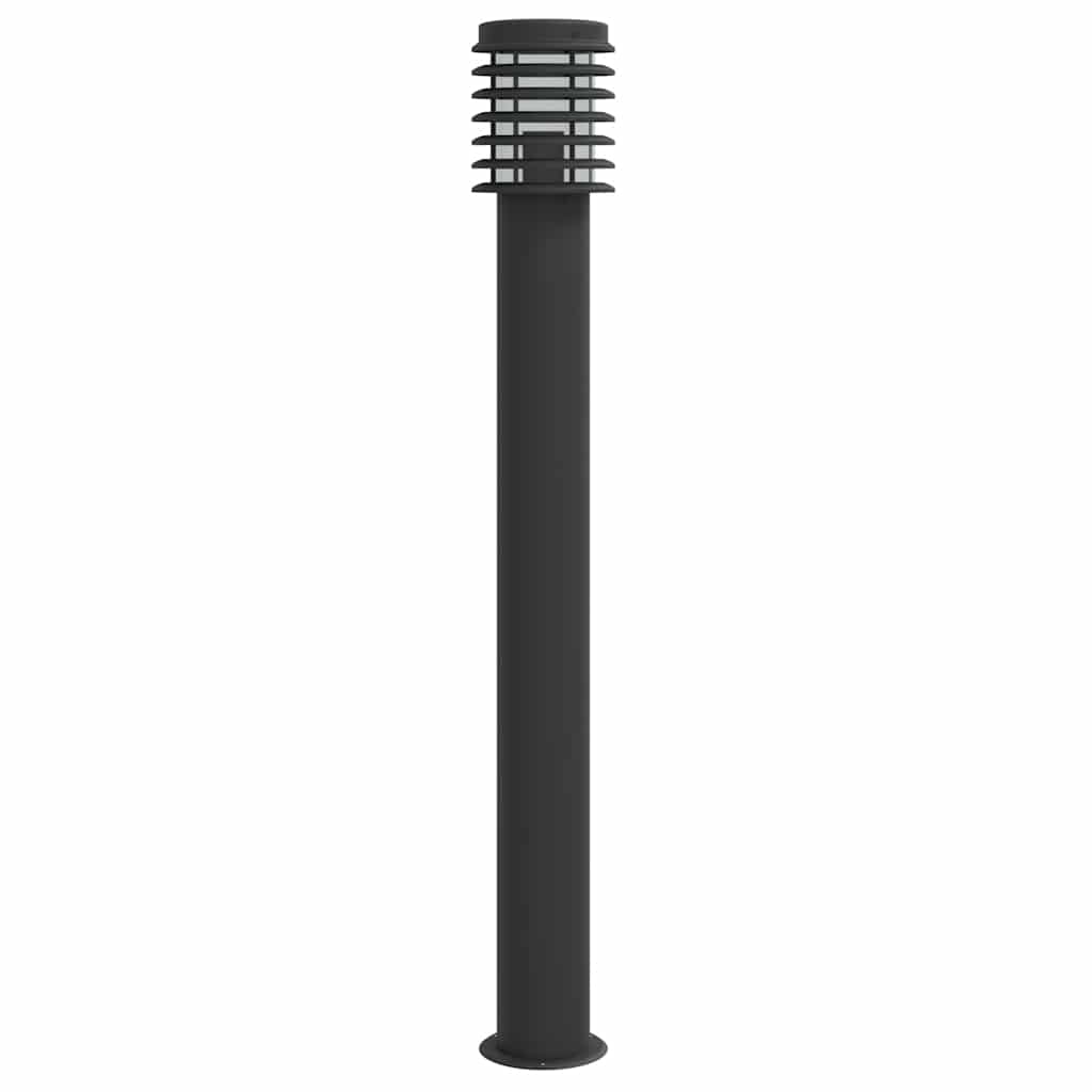 Candeeiro de chão para exterior 3 pcs 110 cm aço inox. preto