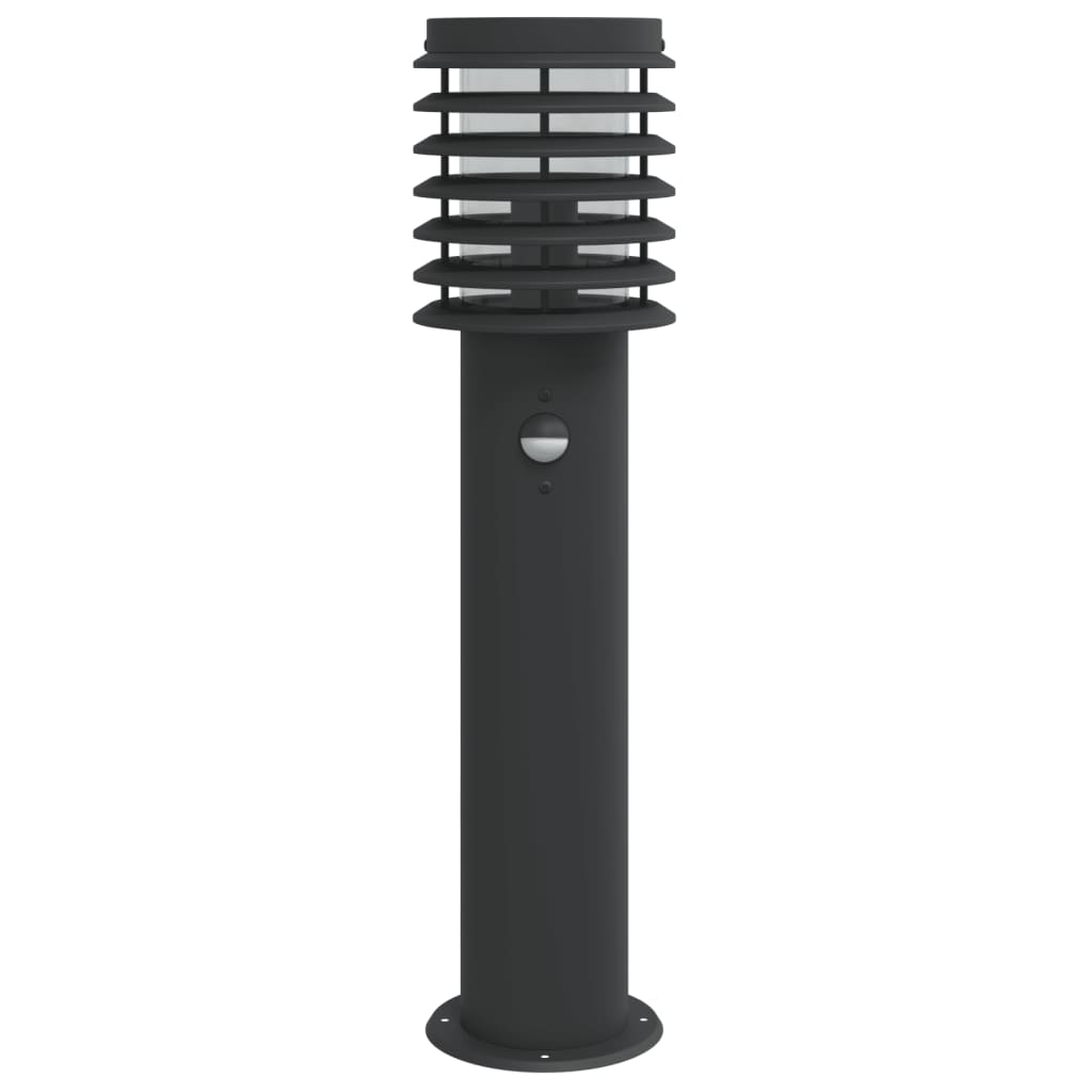 Candeeiro chão exterior c/ sensor 3 pcs 60cm aço inox. preto